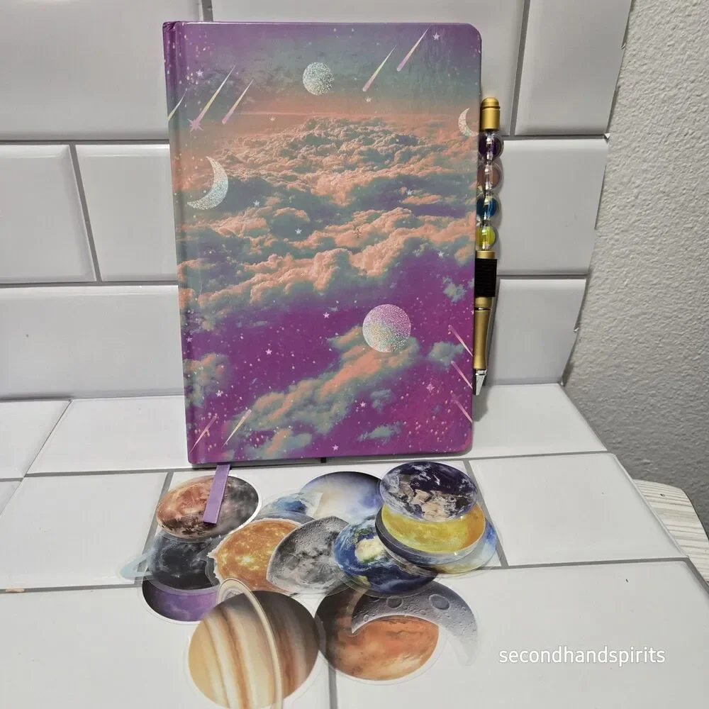 Space Journal Diary for Adults Teens With Handmade Beaded Pen And Stickers